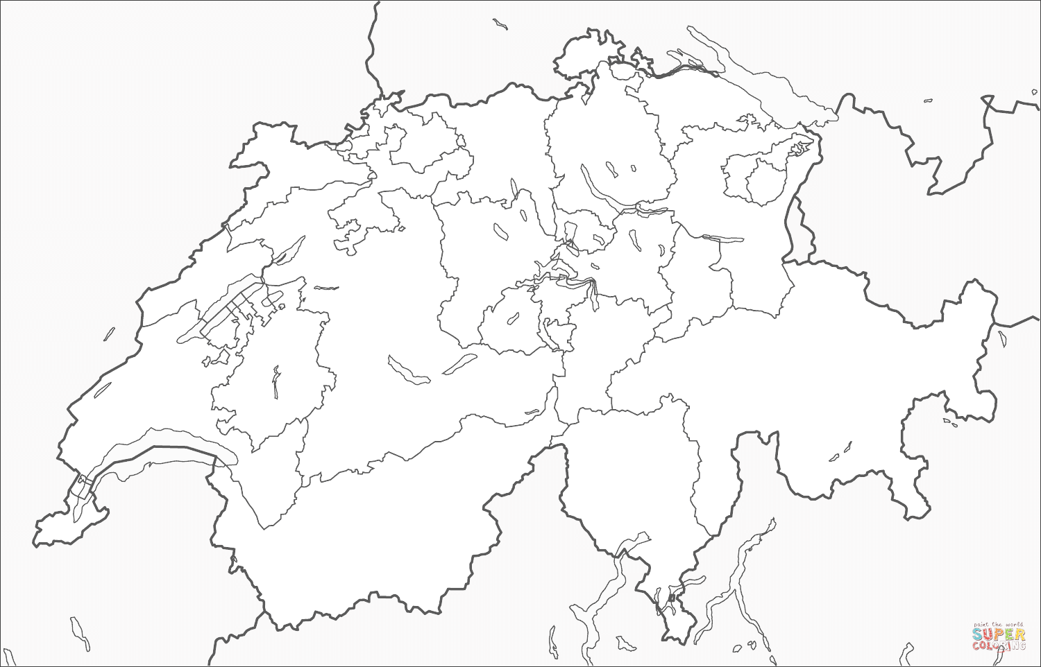 Switzerland map coloring page free printable coloring pages