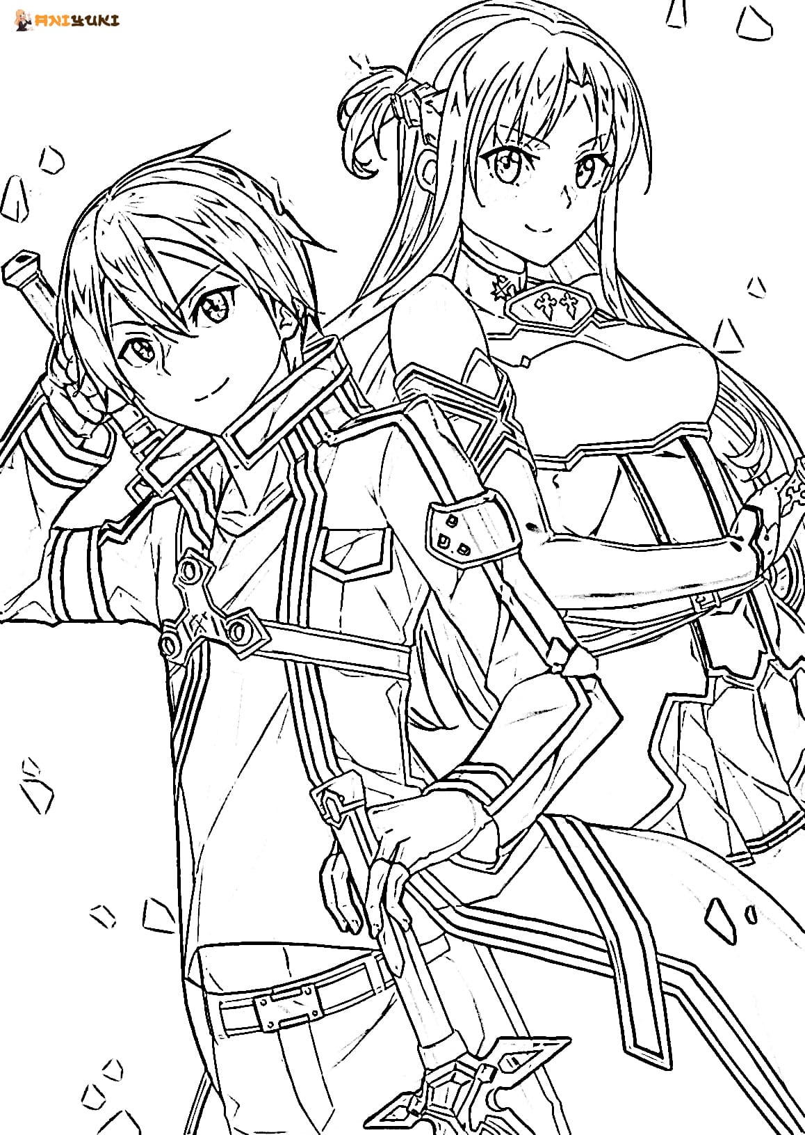 Kirito and asuna coloring pages