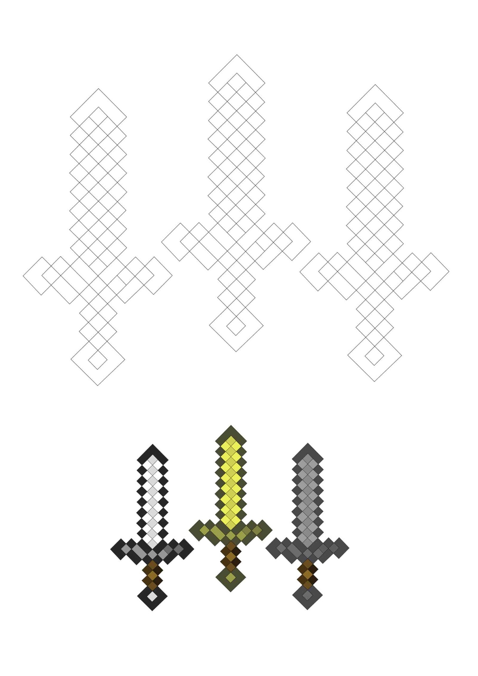 Minecraft swords coloring pages