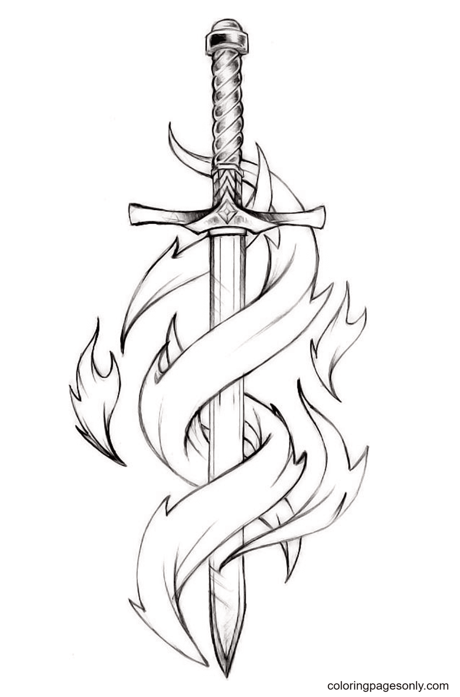 Sword coloring pages printable for free download