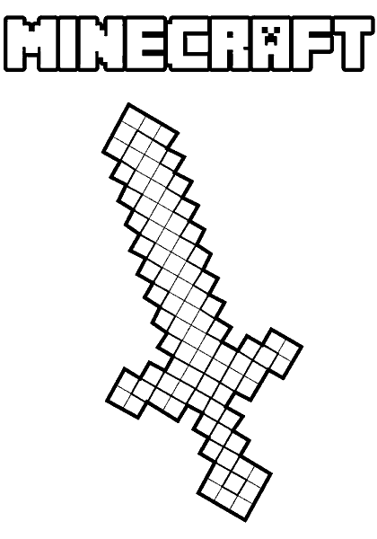 Coloring page sword minecraft â