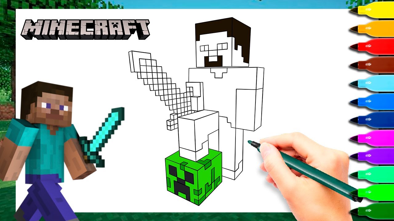 Coloring minecraft steve minecraft coloring videos