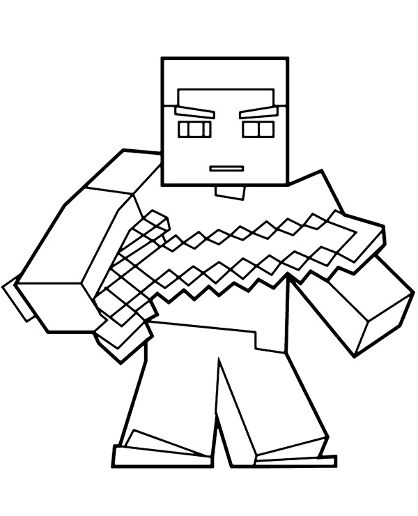 Printable minecraft coloring page steve