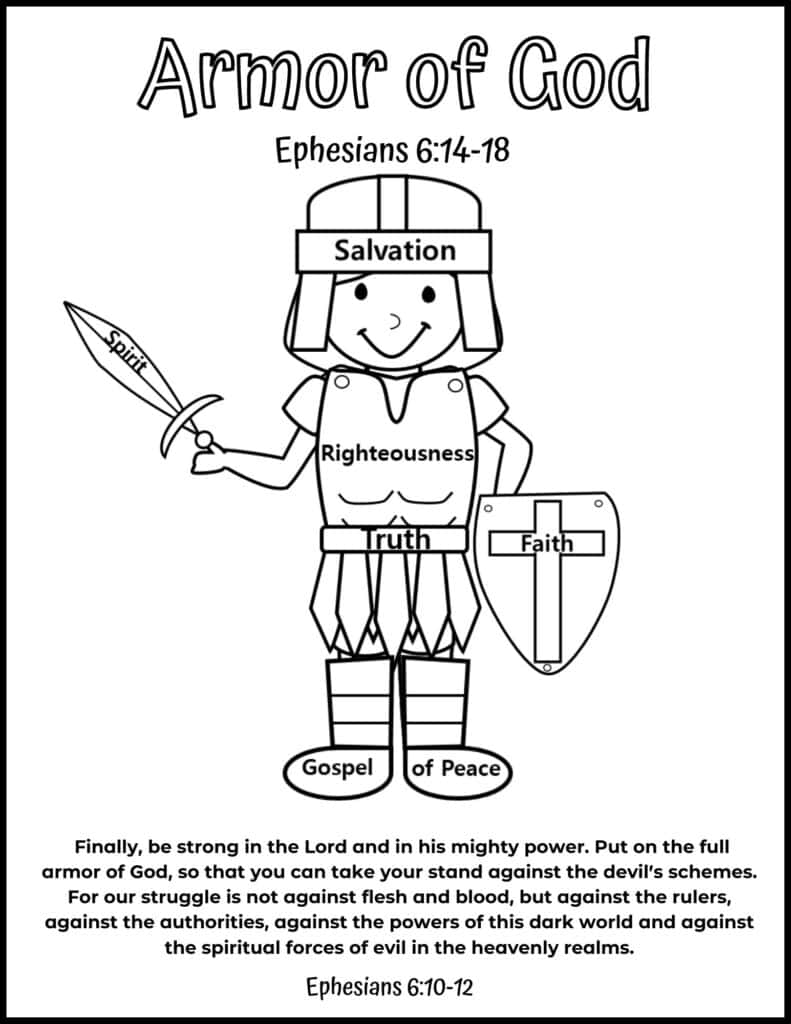 Free printable armor of god coloring pages