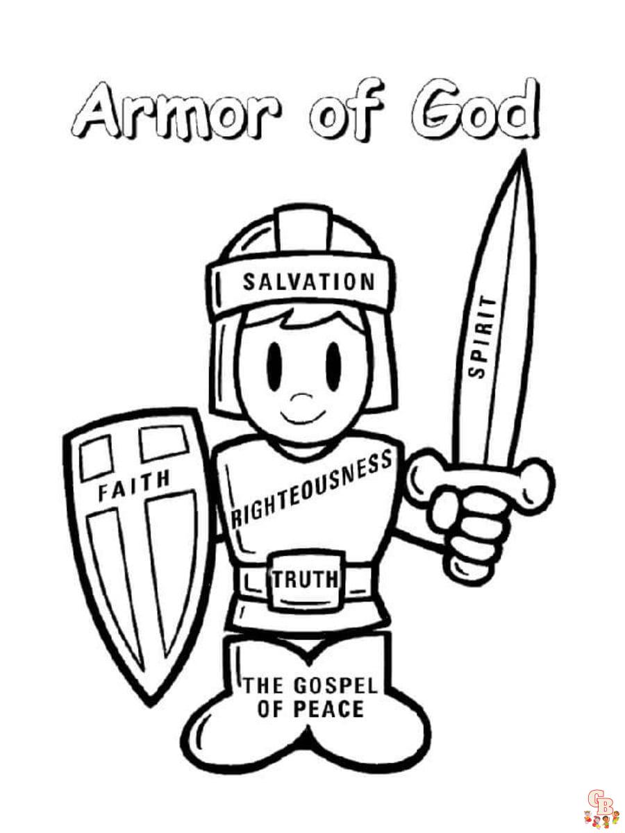 Printable armor of god coloring pages free for kids and adults