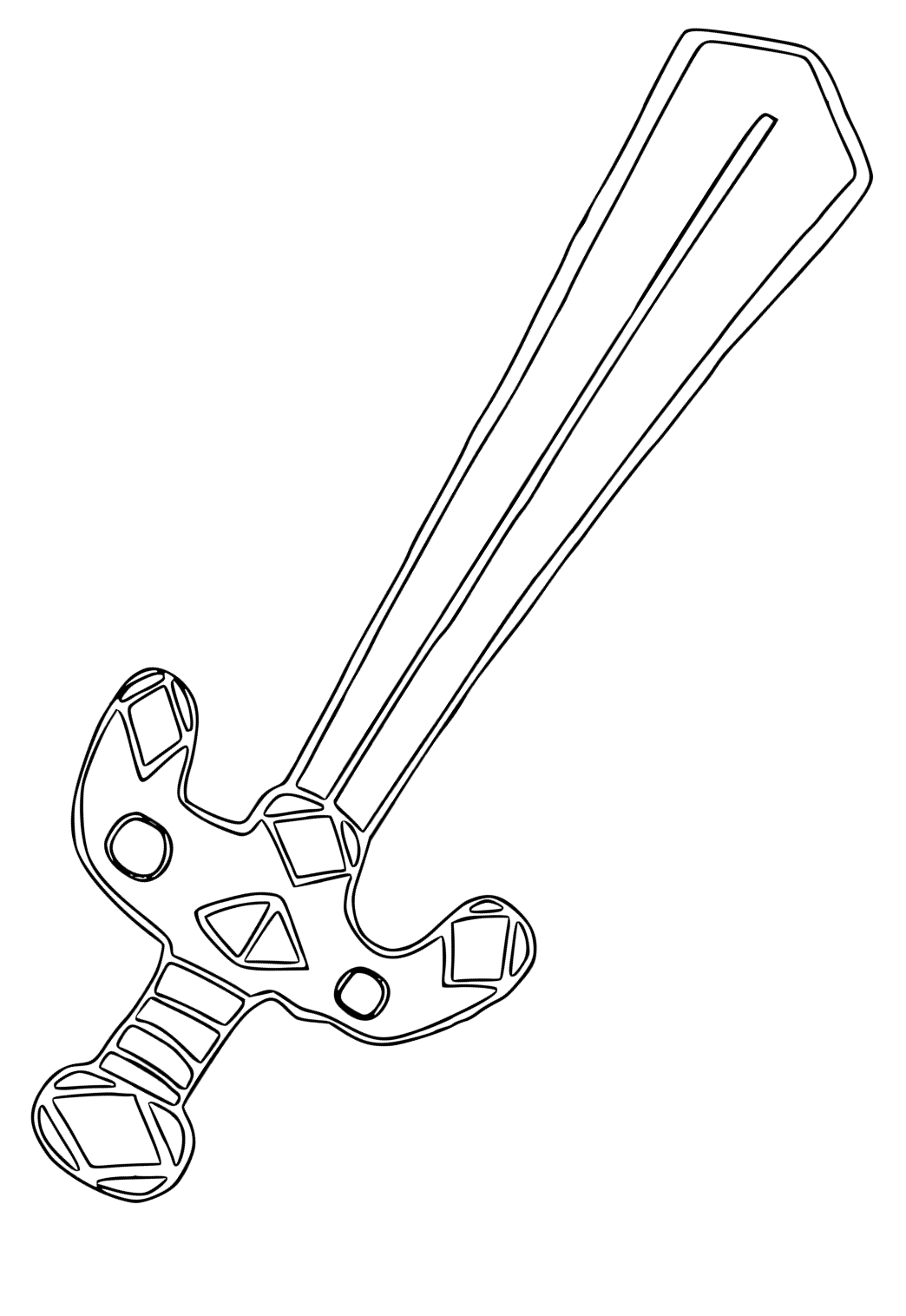 Free printable sword easy coloring page for adults and kids