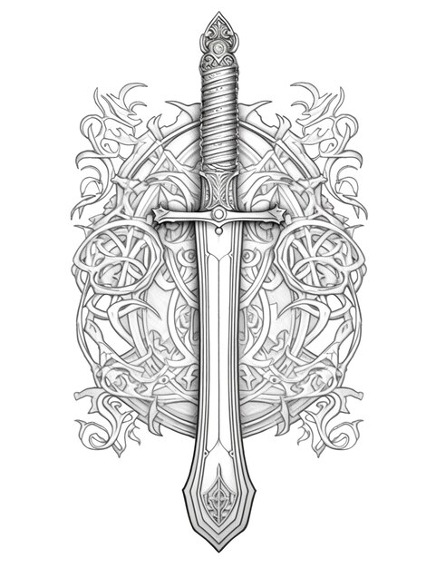 Page coloring sword images