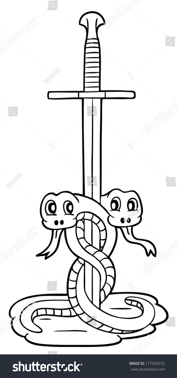 Cute snakes sword coloring page illustration stock vector royalty free