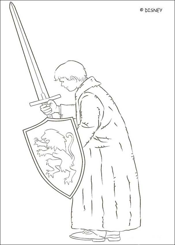 Peter pevensie with a sword coloring pages