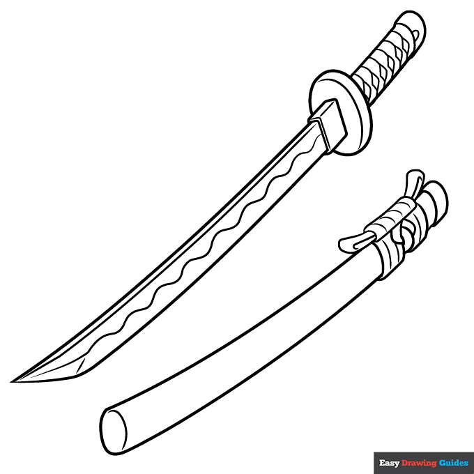 Katana coloring page easy drawing guides