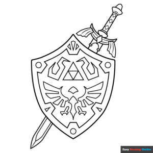 Master sword and hylian shield from the legend of zelda coloring page easy drawing guides