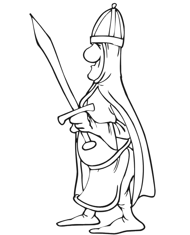 Knight coloring page goofy looking knight with sword