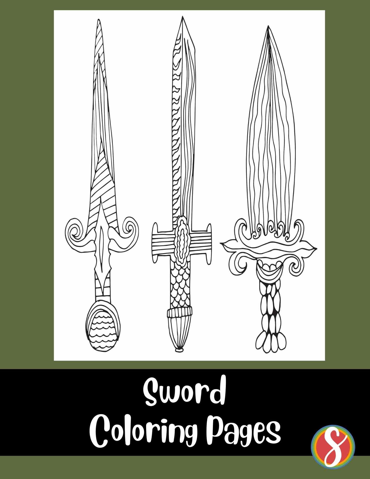 Free sword coloring page â stevie doodles