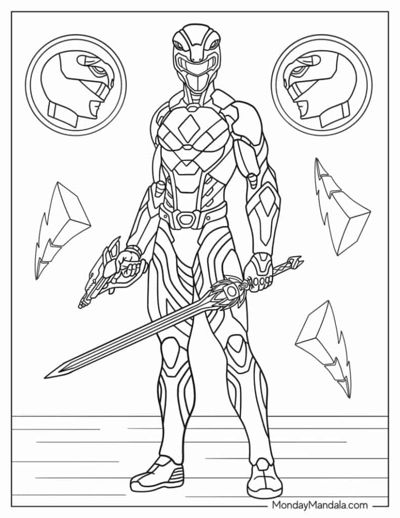 Power rangers coloring pages free pdf printables