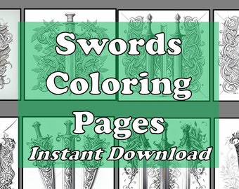 Pack stress relief coloring pages swords digital print filigree detailed mandala instant download set coloring pages for adults