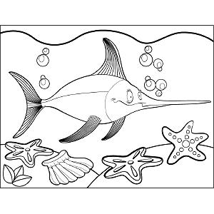 Swordfish bubbles coloring page