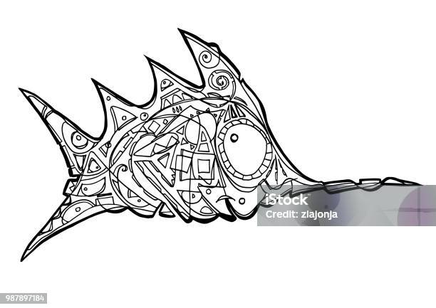 Swordfish coloring page stock illustration