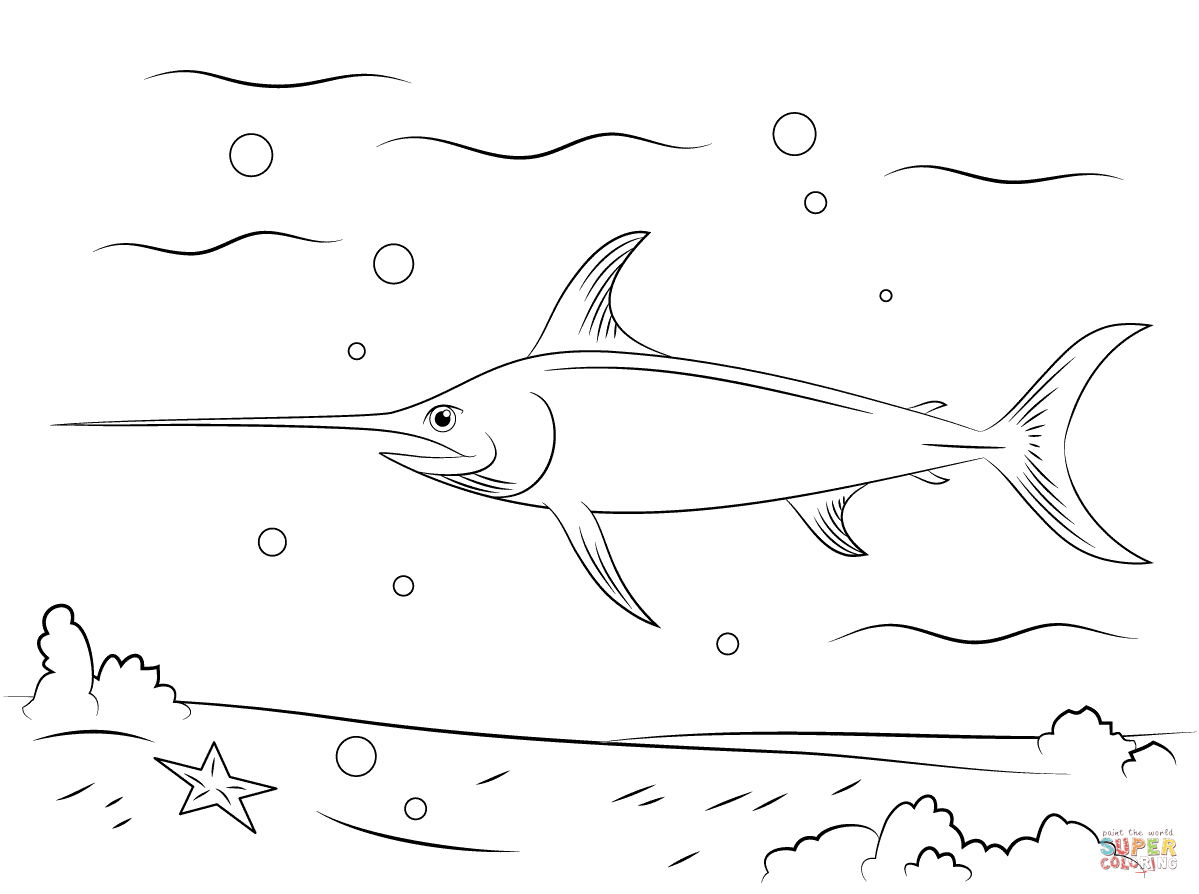 Swordfish coloring page free printable coloring pages