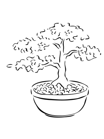 Bonsai miniature tree coloring page free printable coloring pages