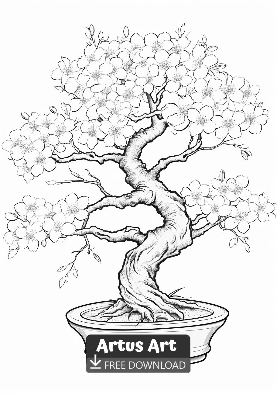 Cherry blossom bonsai coloring page monster coloring pages gden coloring pages insect coloring pages