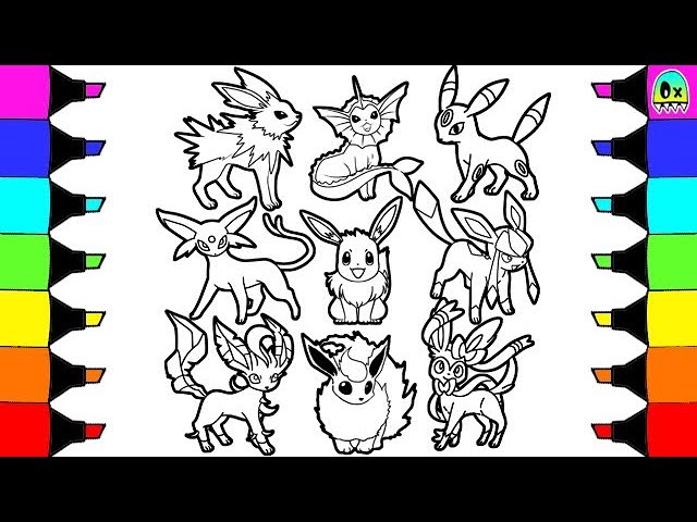 Pokãon coloring pages eevee sylveon jolteon evolution colouring book fun for kids