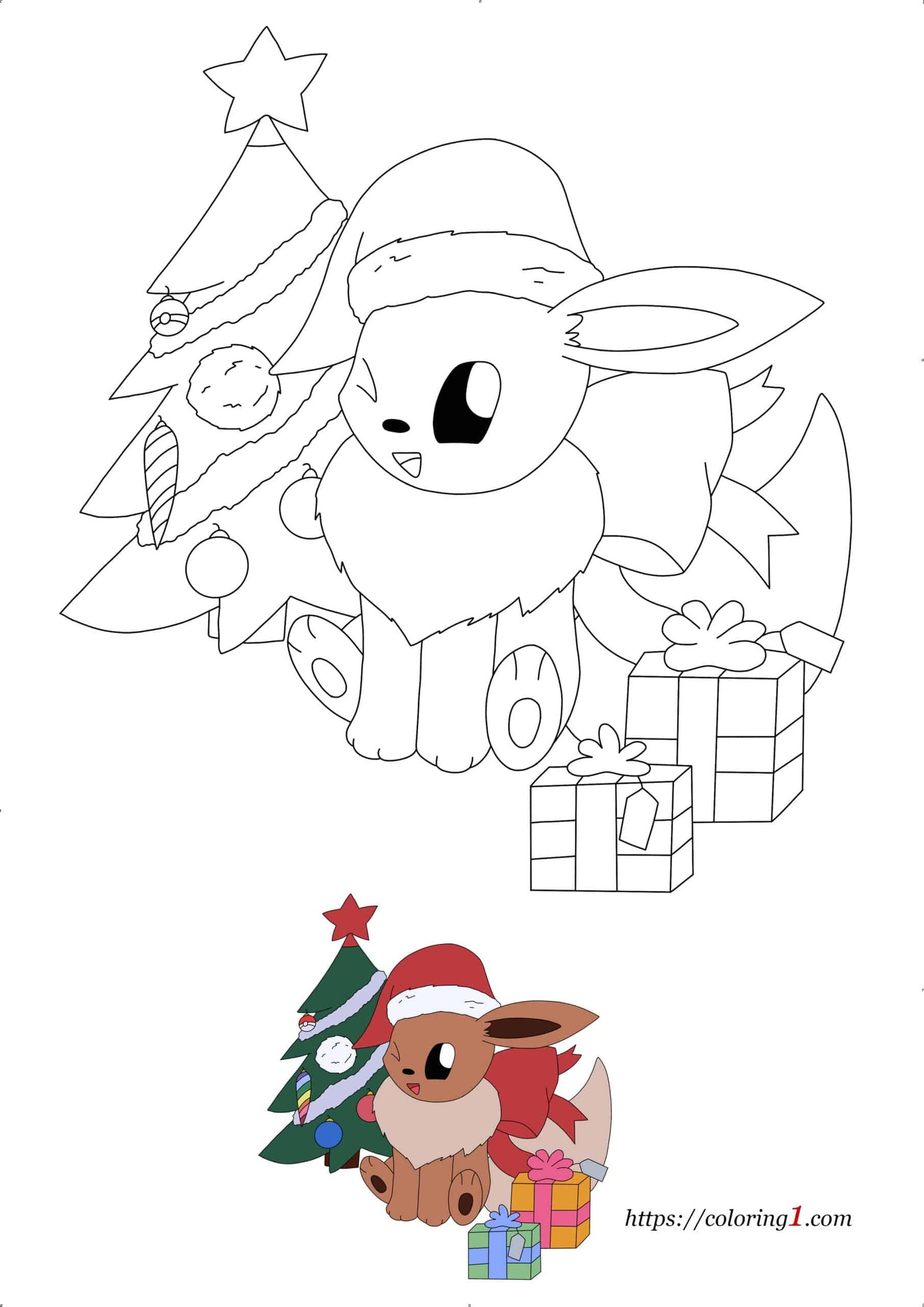 Pokemon eevee christmas coloring pages