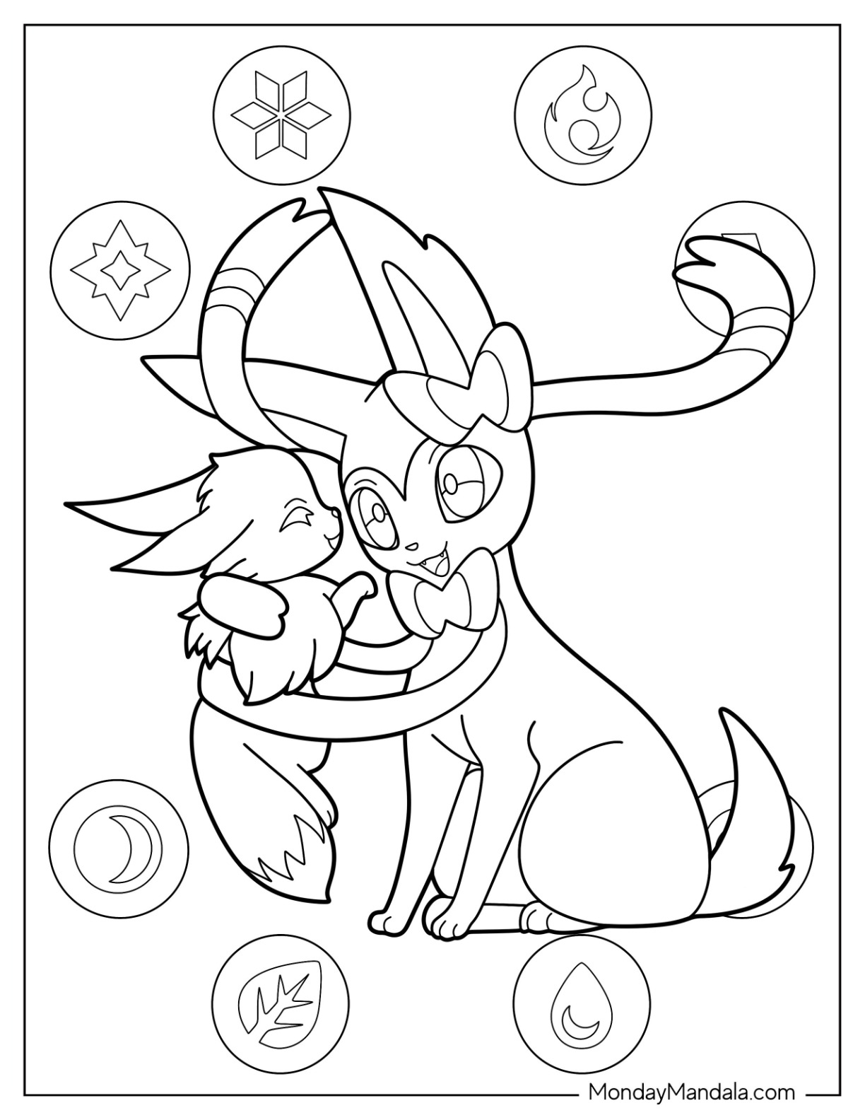 Sylveon coloring pages free pdf printables