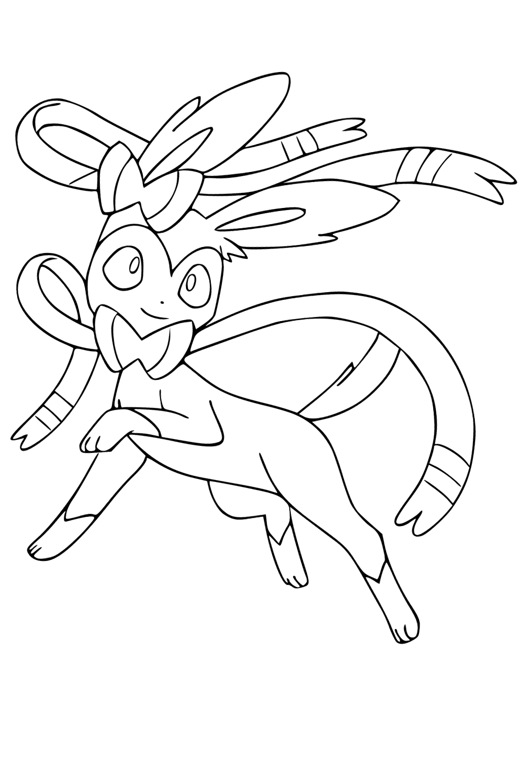 Free printable sylveon jump coloring page for adults and kids