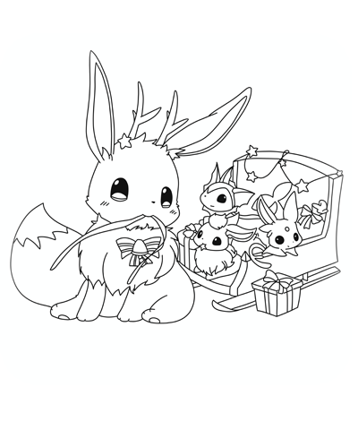 Download christmas eevee coloring page free printable drawings