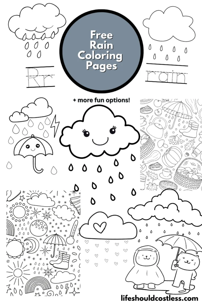 Rain coloring pages free printable pdf templates