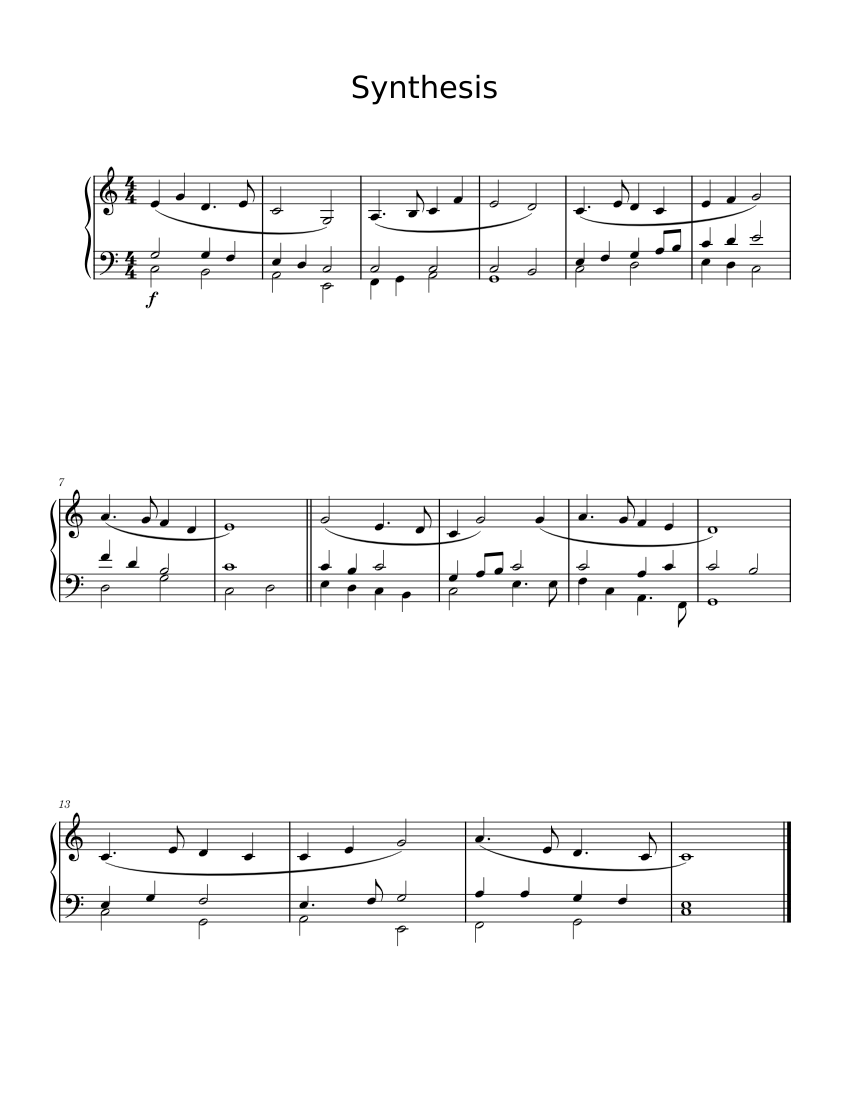 Synthesis sheet music for harp solo