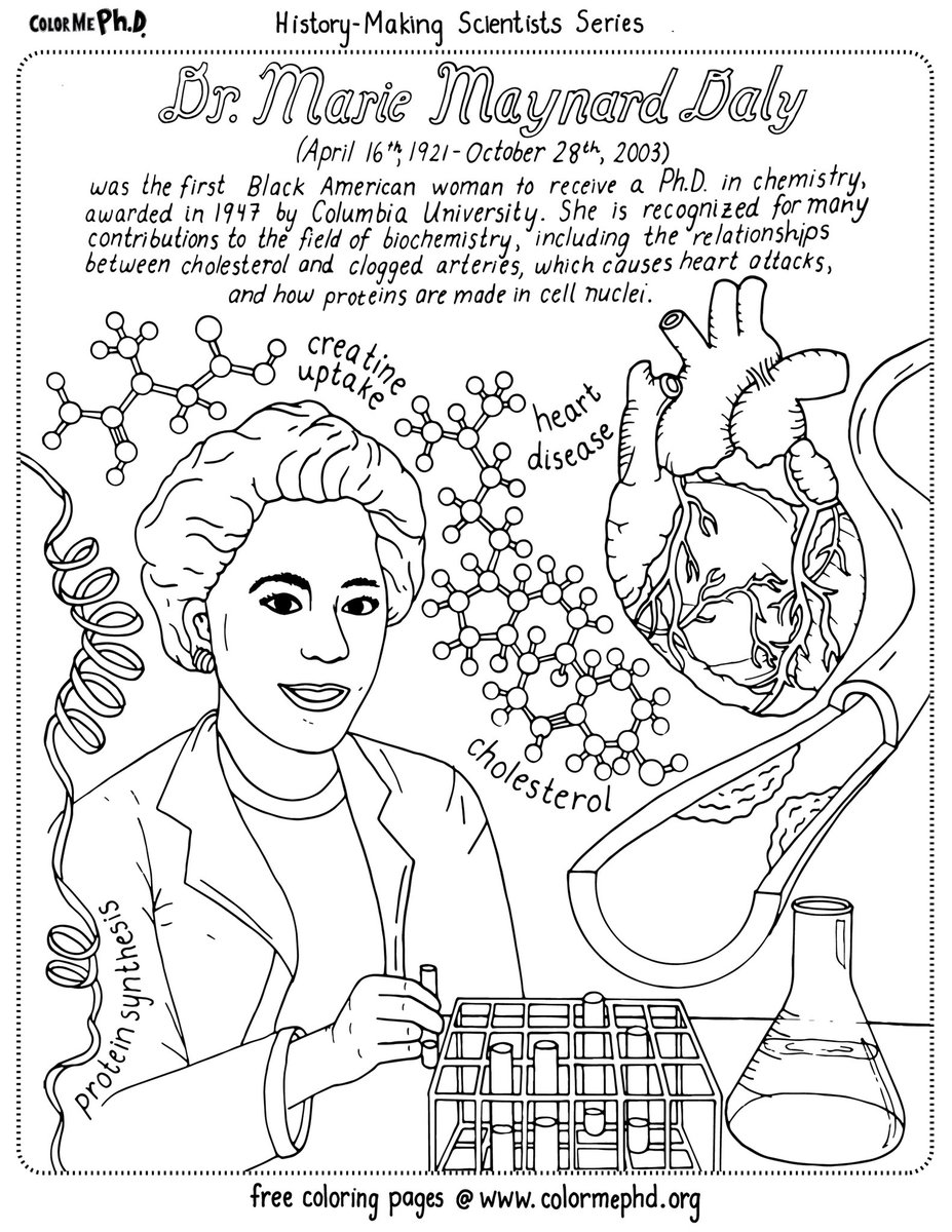 Colormephd on x in honor of blackinchem week tomorrow our newest coloring page features dr marie maynard daly the st black american woman to receive a phd in chemistry httpstcoqragusseðªâïðfollow blackinchem to