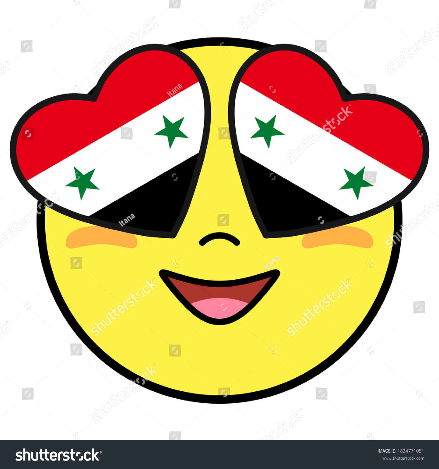 Syria flag button patriotic smile hearts stock vector royalty free