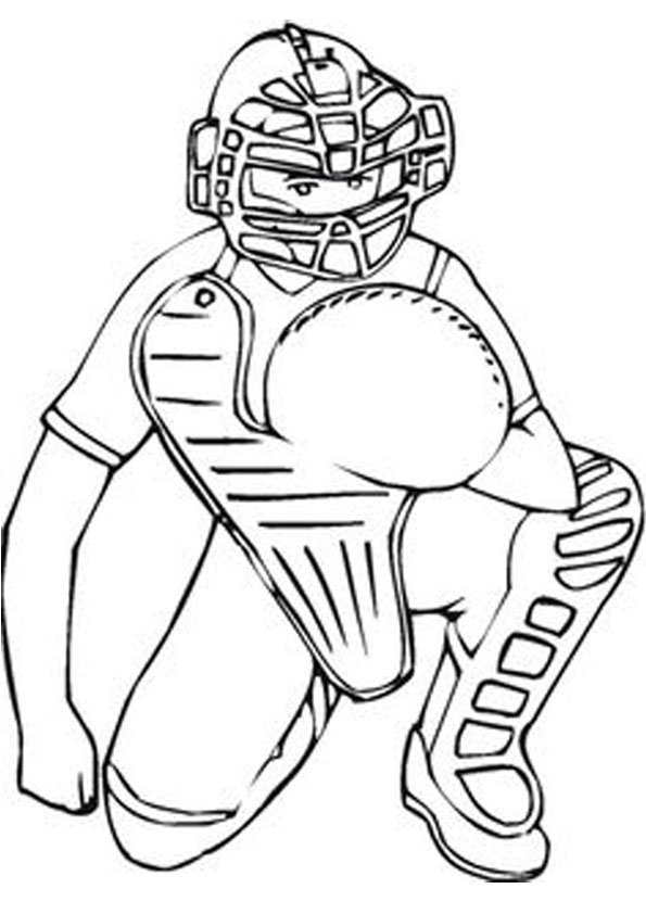 Coloring pages baseball catcher coloring page