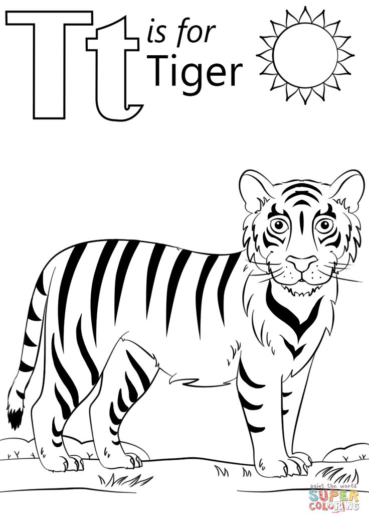 T is for tiger coloring page from letter t category select from printable crafts of â preschool coloring pages abc coloring pages coloring pages for kids