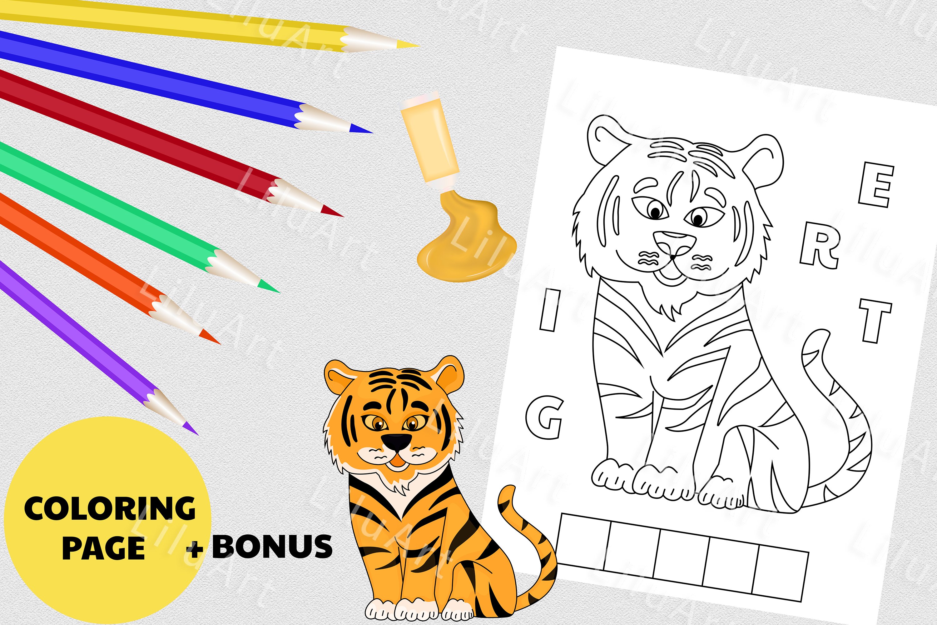 Tiger coloring page for kids