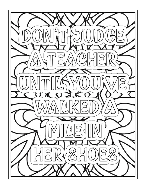 Premium vector teacher quotes coloring pages for adult coloring book