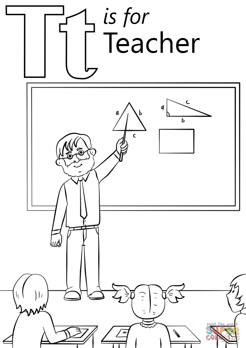 T is for teacher coloring page free printable coloring pages