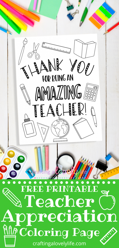 Teacher appreciation card coloring page free printable