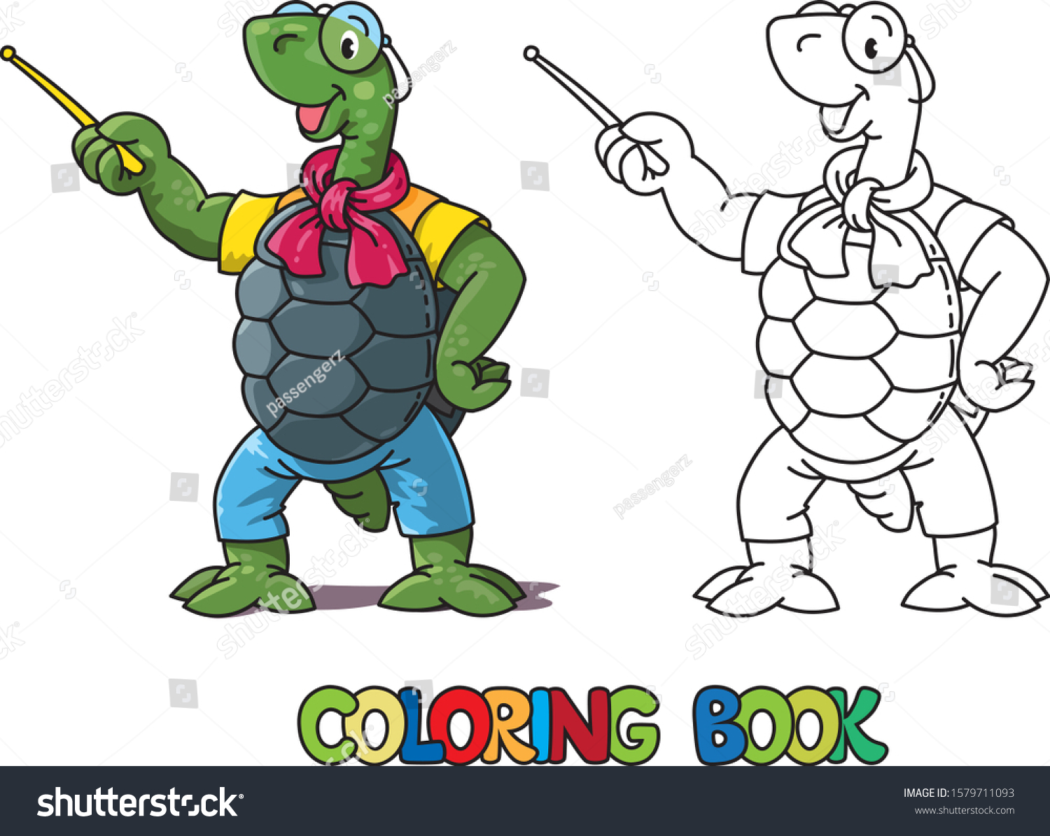 Turtle teacher abc coloring book alphabet stock vector royalty free