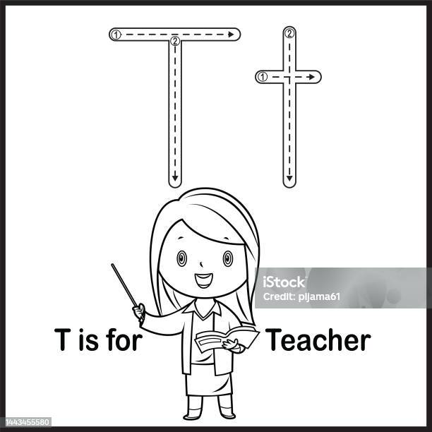 Flashcard letter t is for teacher vector illustration stock illustration