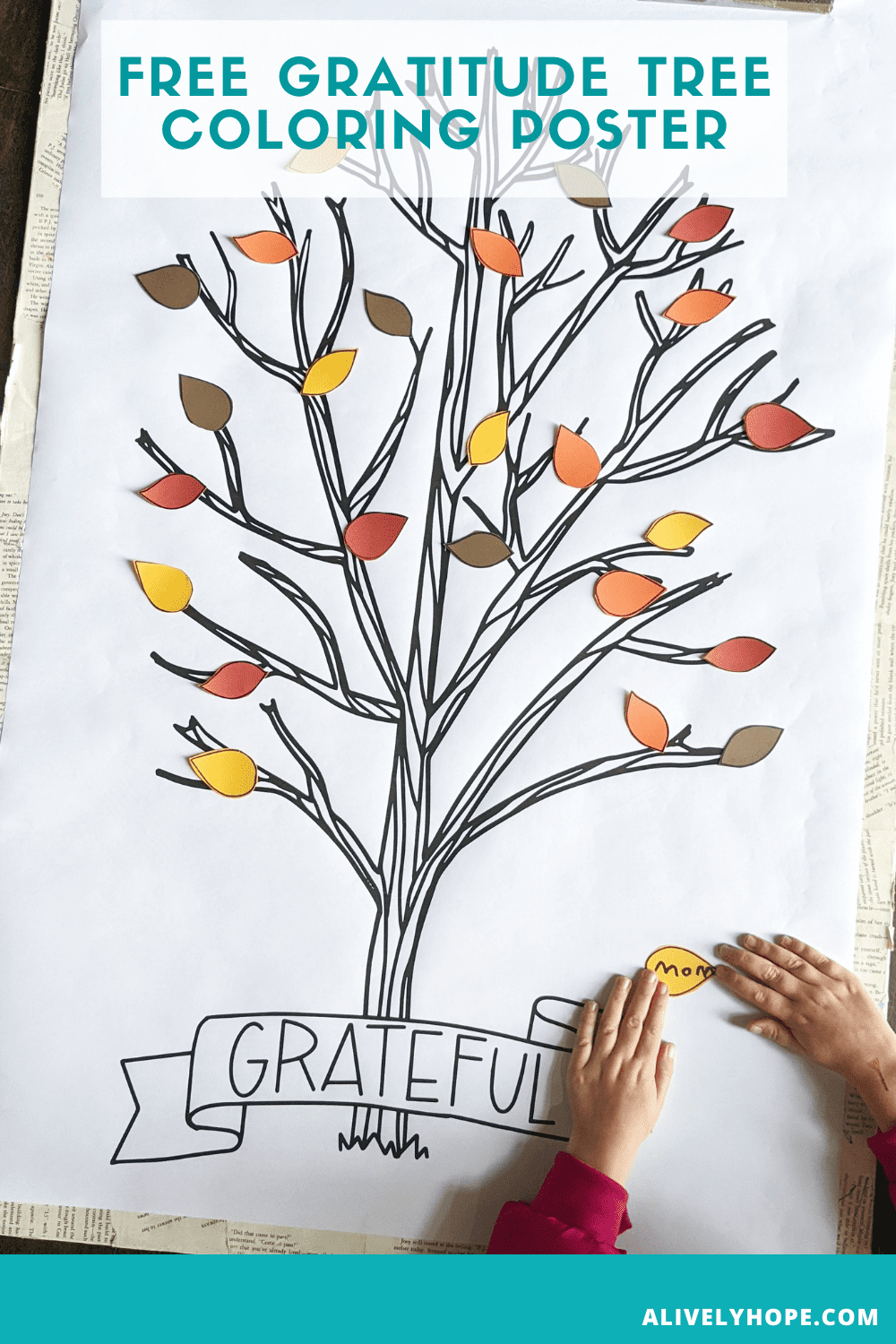 Gratitude tree giant coloring poster free printable a lively hope