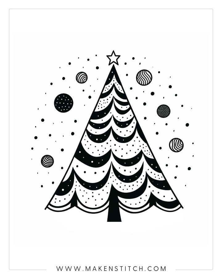 Christmas tree coloring pages for kids adults