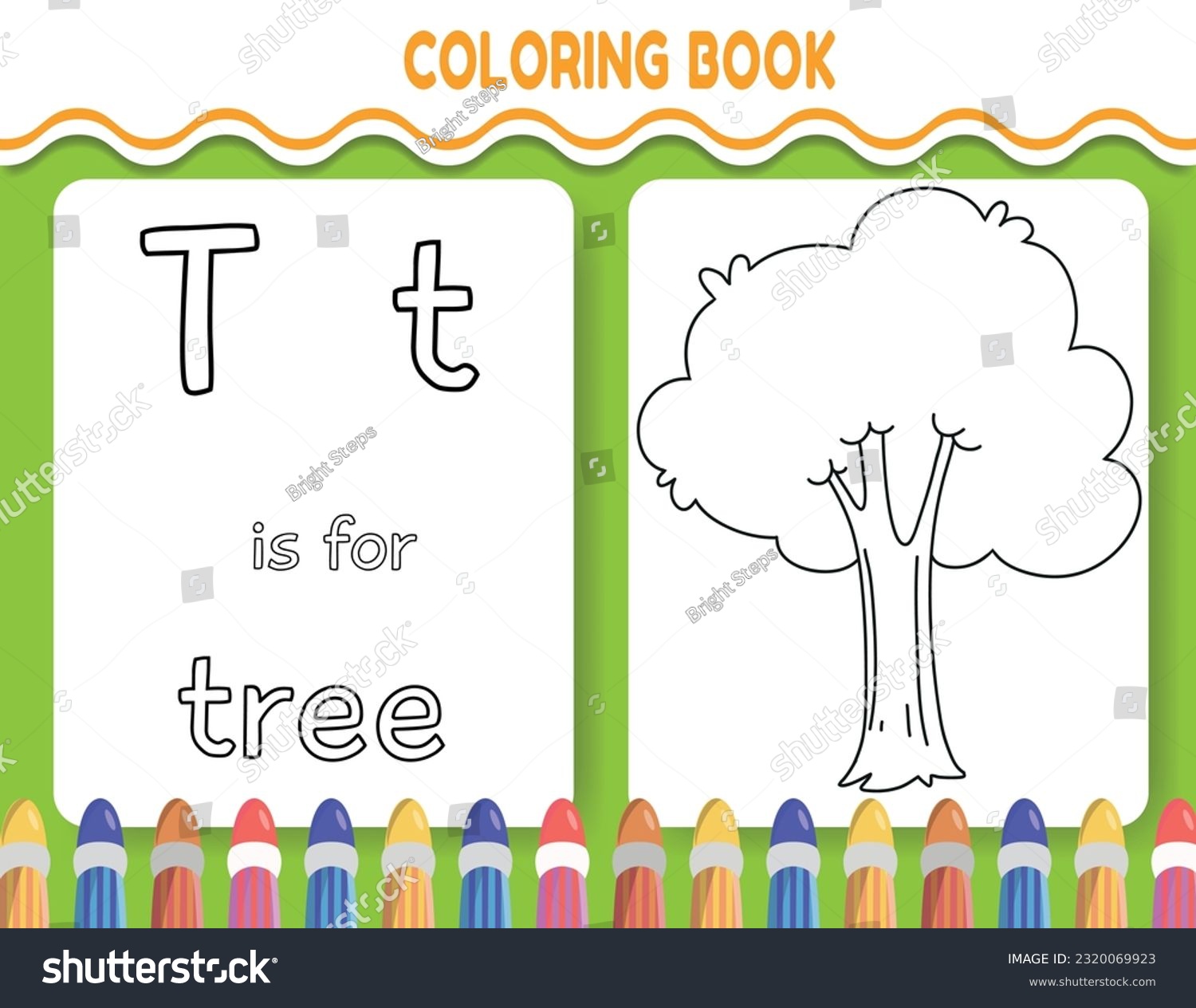 Kids alphabet coloring book page outlined stock vector royalty free