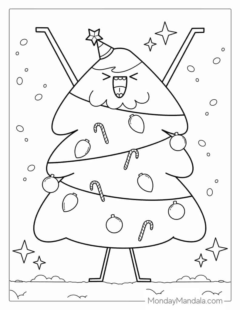 Christmas tree coloring pages free pdf printables