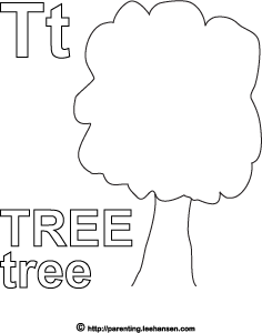 Letter t activity page tree alphabet coloring sheet