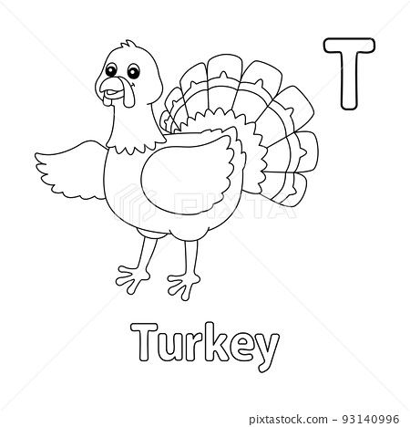 Turkey alphabet abc coloring page t