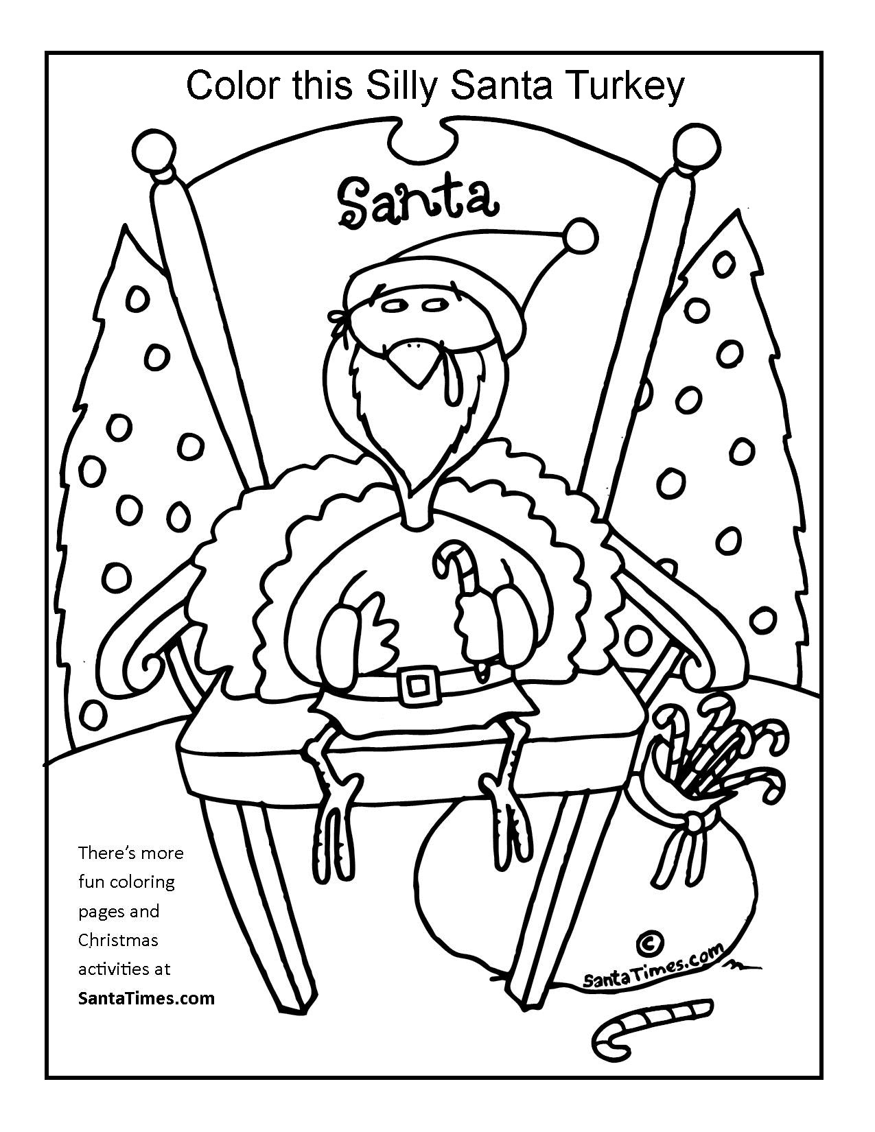 Silly turkey coloring page