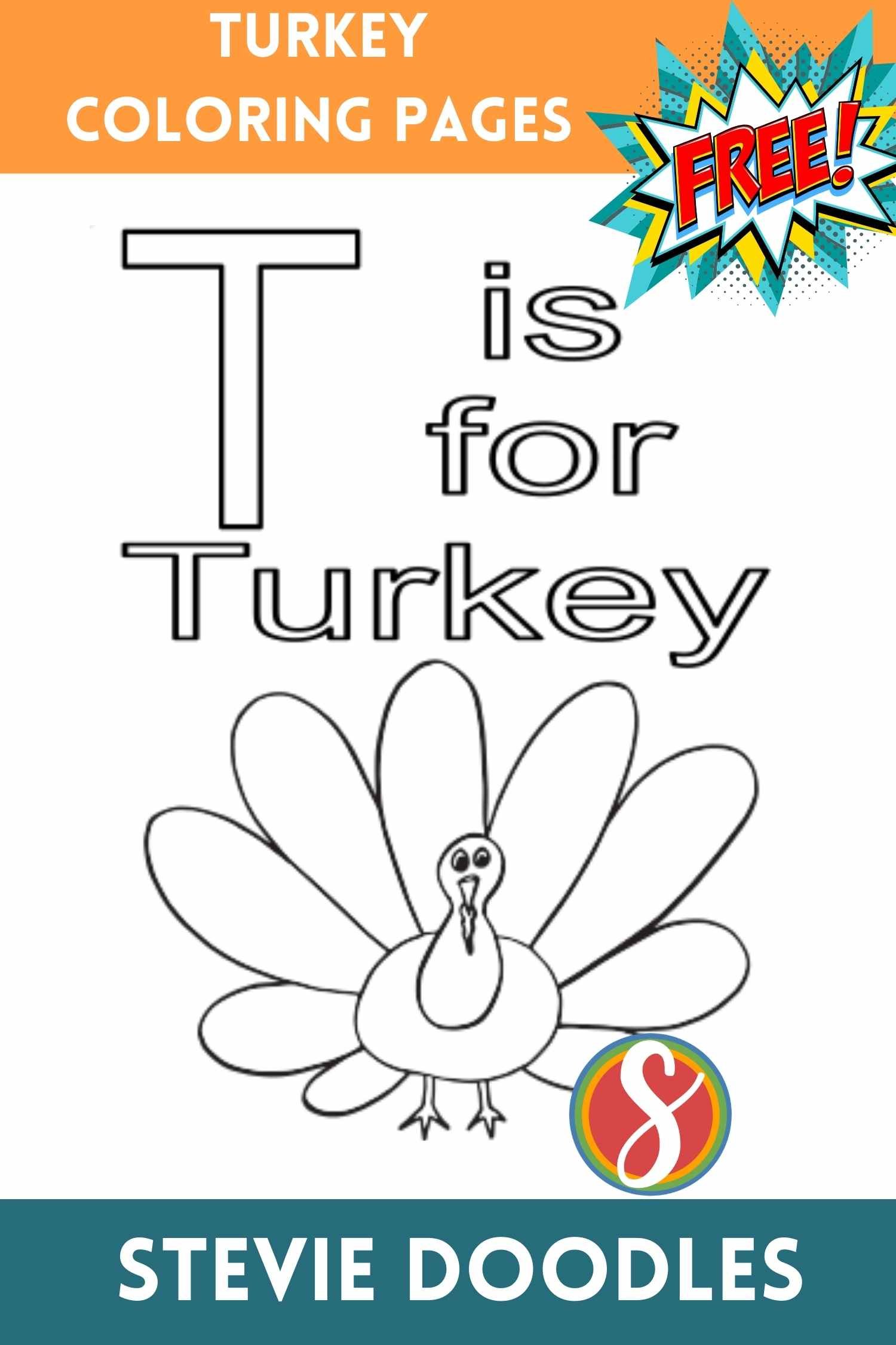 Free turkey coloring pages â stevie doodles
