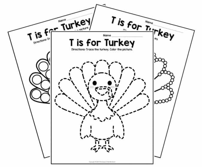 Free printable t is for turkey letter t worksheets